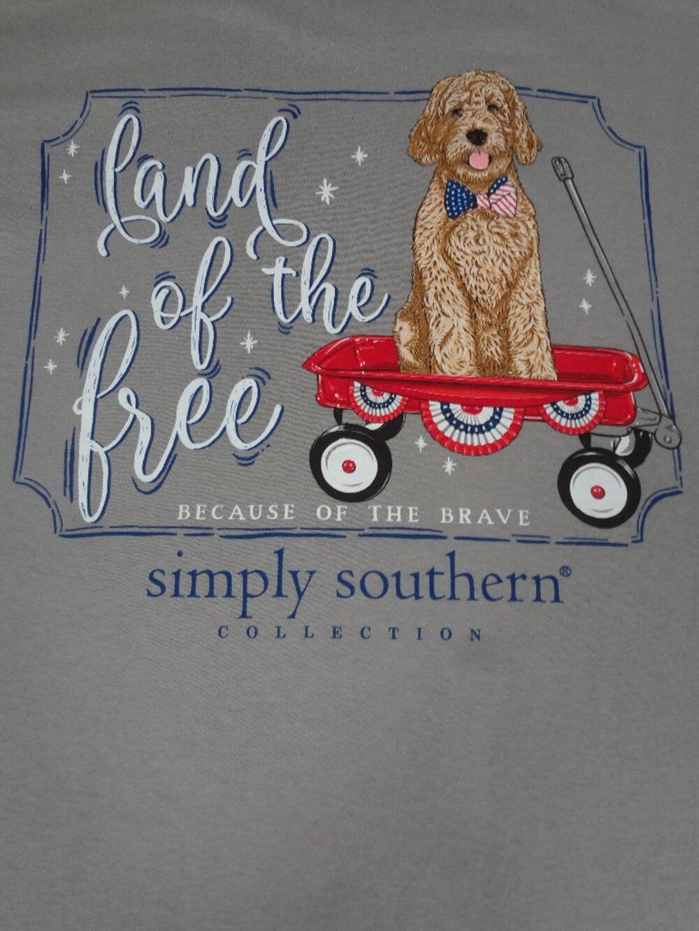 SIMPLY SOUTHERN LAND OF THE FREE GOLDEN DOODLE - YOUTH MEDIUM GRAY T-SHIRT L934